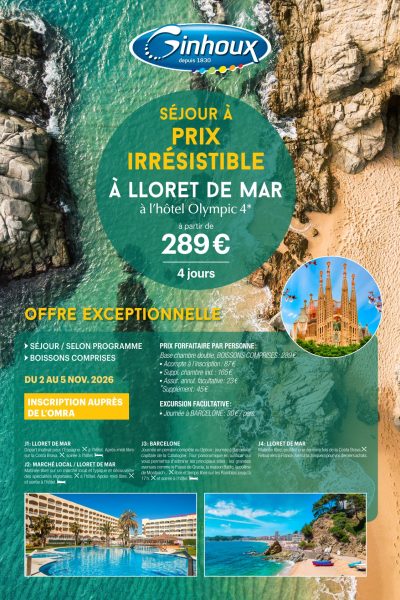 SEJOUR-LLORET DU 2 AU 5 NOV -OMRA